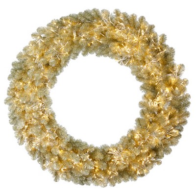 Vickerman Champagne Artificial Christmas Wreath 3MM Warm White