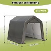 1 Set Metal & PE Waterproof Tarp Storage Shed, Heavy-Duty All-Weather Organizer for Backyard/Patio - Dark Gray - 2 of 4