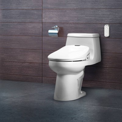 Elongated White Smart Bidet Toilet Seat with Remote