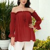 Anna-Kaci Women's Semi Sheer Boho Off The Shoulder Layering Top - 2 of 4