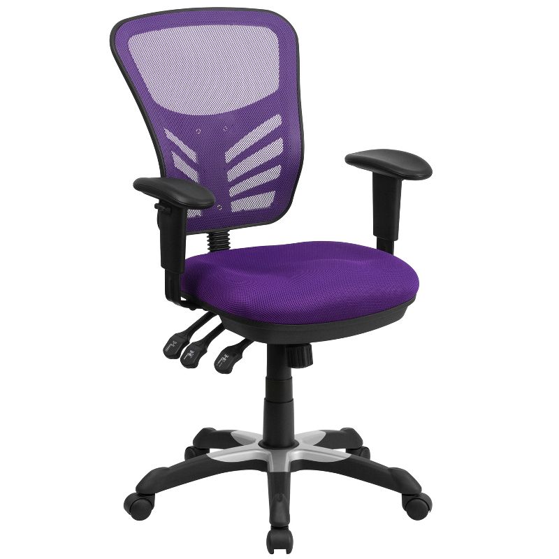 Emma and Oliver Mid-Back Mesh Triple Paddle Swivel Ergonomic Office Chair with Adjustable Arms, 1 of 12