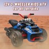 12V Kids Ride On ATV, 3 Wheeler Motorcycle, Rechargeable Battery-Powered ATV Toy Car with Music, Realistic Headlights for Boys and Girls - 2 of 4