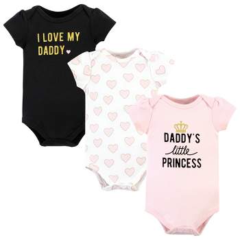 Hudson Baby Infant Girl Cotton Bodysuits, Daddys Little Princess 3-Pack