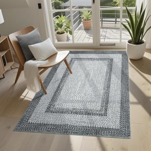 Printed Rug with Braided Pattern on it,Washable Rugs 3x5 Hallway Runner Non Slip Kitchen Rugs Soft Non Shedding Low Pile Entryway Rug Stain Resistant - 1 of 4