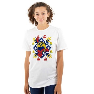 Ugly Christmas Pixel PACMAN Snowflake Graphic T Shirt Men or Women Brisco Brands - 1 of 4