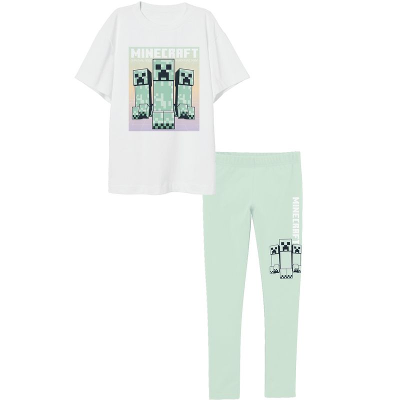 Minecraft Creepers Girl's Short-Sleeve Tee and Leggings 2-Piece Set, 1 of 4