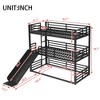 KWPZQEB Triple Bunk Bed with Ladder & Guardrail, Metal Triple Bunk Bed with Slide & Noise-reduced Design,Heavy-duty Bunk Bed, Easy Assembly, Black - 4 of 4
