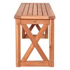 53" Slatted Acacia Wood X-Frame Patio Bench Brown - Saracina Home: Weather-Resistant, Seats 2, Garden Furniture - 3 of 4