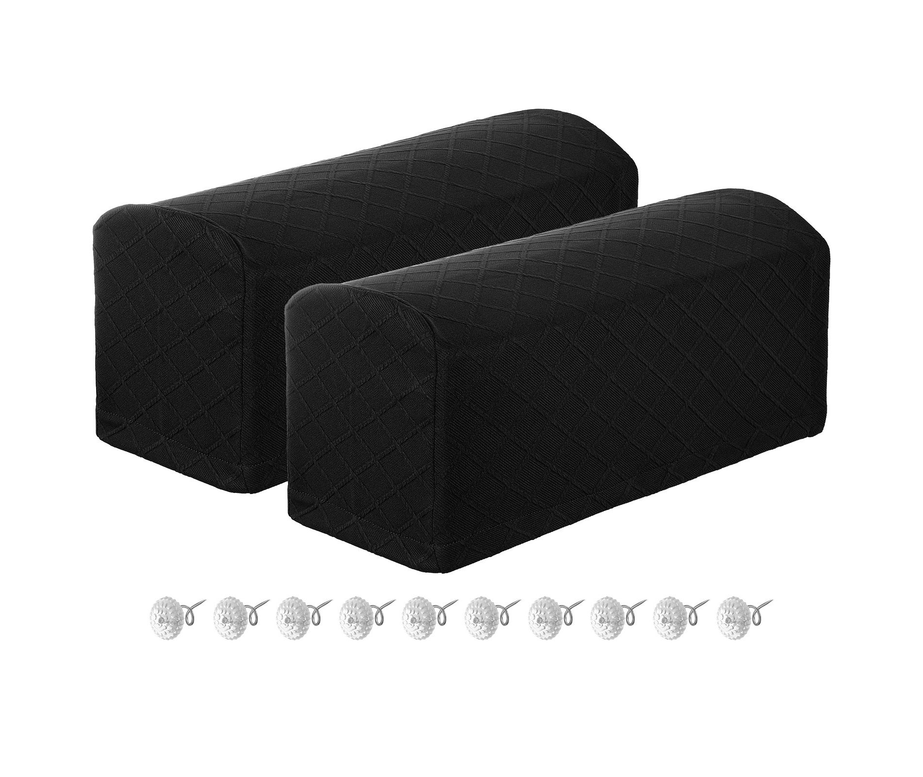 Unique Bargains Non Slip Scratch Resistant Soft Armchair Slipcovers with Twist Pins 2 Pcs Black