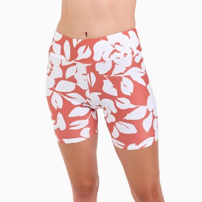 Calypsa Women's Plus Size Chlorine Resistant High Waisted Mid-Thigh Swim Shorts