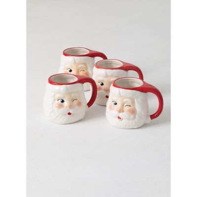 Sullivans Set of 4 Santa Christmas Mugs 4.5"H Red