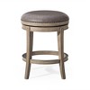 HomeRoots 26" Stone and Gray Faux Leather and Solid Wood Backless Counter Height Swivel Bar Chair - 4 of 4
