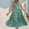 Womens Loose Fit Maxi Dress Casual Summer V Neck Sleeveless Bohemian Floral Print Long Beach Sundresses - 2 of 4