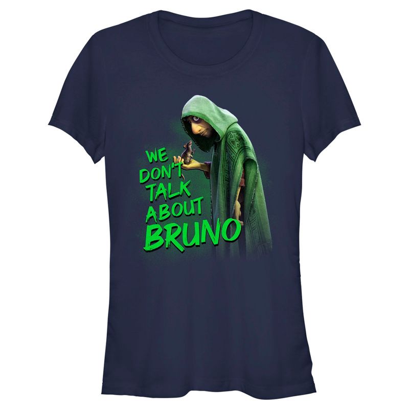 Juniors Womens Encanto We Don't Talk About Bruno Green Text T-Shirt, 1 of 5