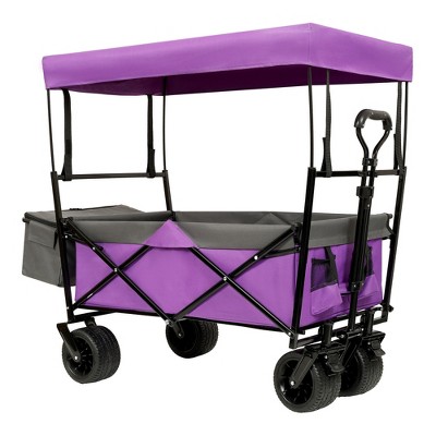 SKRAN 480Lbs Collapsible Wagon with Canopy with Removable  Canopy with All-Terrain Wheels & Mosquito net,for Camping,for Camping, Shopping