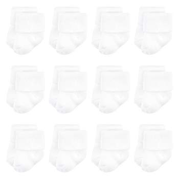 Luvable Friends Unisex Baby Newborn and Baby Terry Socks, White