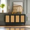 Acekool Rattan Sideboard Buffet Cabinet with 4 Rattan Doors, Adjustable Shelves, Modern Storage Console Table, Blue - 3 of 4