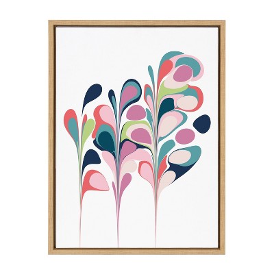 18" x 24" Sylvie Abstract Floral by Apricot and Birch Framed Wall Canvas Natural - Kate & Laurel All Things Decor