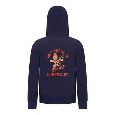 Everyday Kids Christmas Collection Gingerbread Skateboard Boys Zip Up Hoodie – Holiday Sweatshirt - Navy