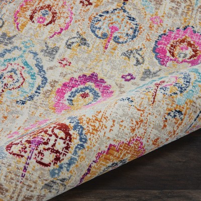 Ivory Medallion Hand-Knotted 2' x 4' Synthetic Area Rug