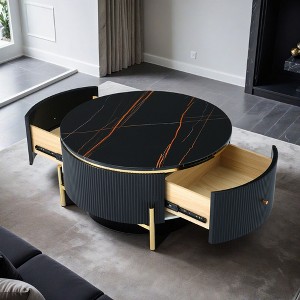Modern Round Coffee Table with 2 large Drawers Storage Accent Table(31.5'') - Leovsnove - 1 of 4