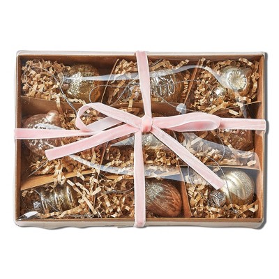 tagltd VINTAGE ORNAMENTS BOX Set of 9 W/RIB