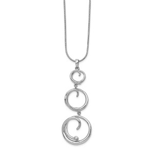 Black Bow Jewelry Diamond Triple Swirl Link Adjustable Necklace in Rhodium Plated Silver - 1 of 4