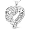 Haus of Brilliance Silver 1 1/4 Cttw Round Diamond Openwork Ribbon Weave Heart Pendant Necklace - 2 of 4