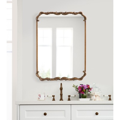Brazelton Ornate Gold Rectangular Wall Mirror, 20x27