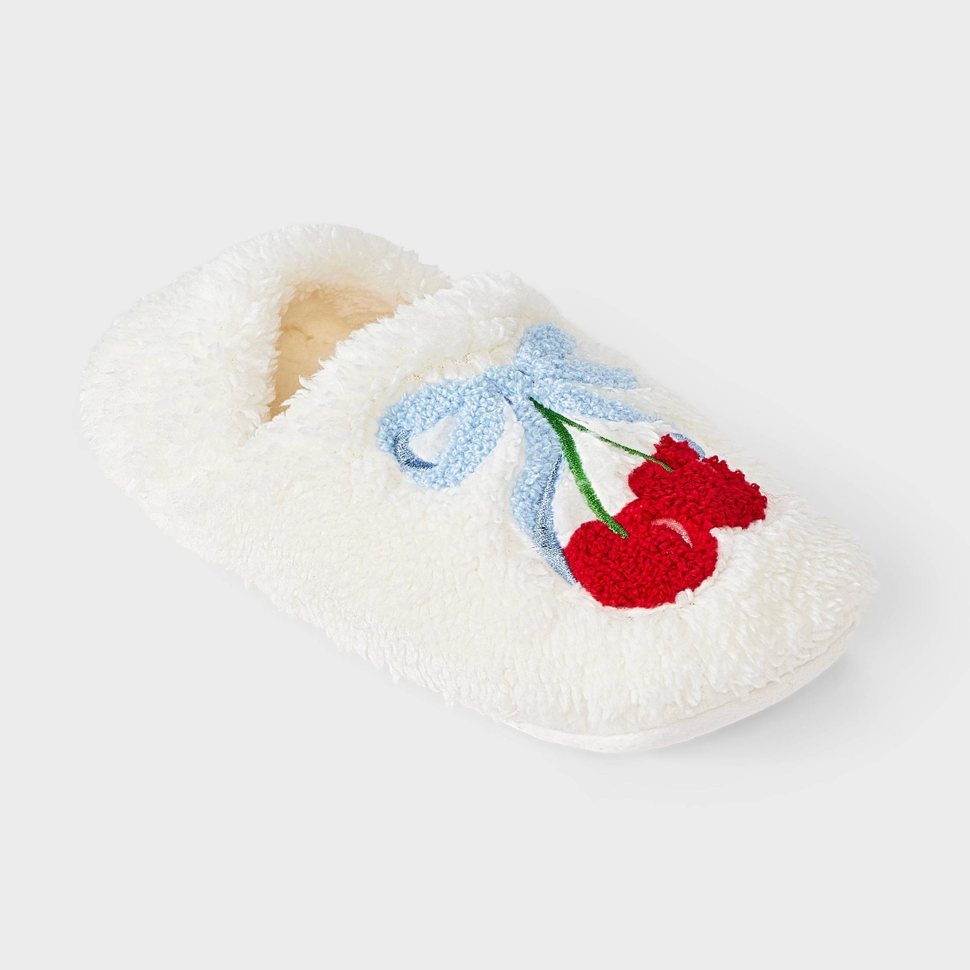 Women's Embroidered Cozy Fleece Slipper Socks with Grippers