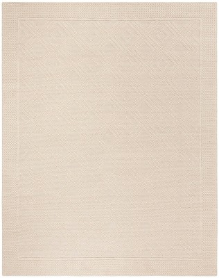 Ivory Hand-Knotted Wool Rectangular Area Rug, 9' x 12'