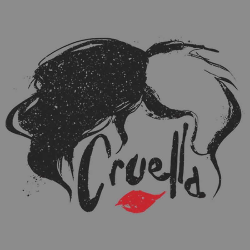 Juniors Womens Cruella Red Lips Logo Cowl Neck Sweatshirt, 2 of 5