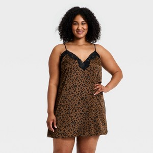 Women's Lace Trim Satin Chemise - Auden™ - 1 of 3