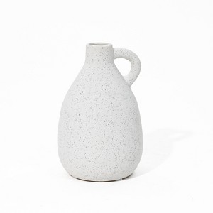 LuxenHome White Ceramic Pitcher Round Vase - 1 of 4