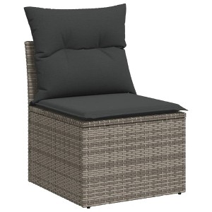 vidaXL 11 Piece Patio Sofa Set with Cushions Gray Poly Rattan - Gray Without Table - 1 of 4