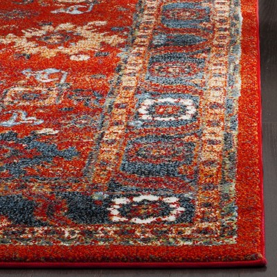 Antique Patina Orange & Blue Synthetic 8' x 10' Area Rug