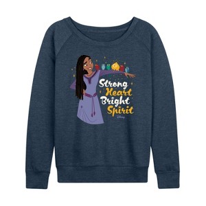 Women's - Disney - Strong Heart Bright Spirit Lightweight French Terry Wide Neck Long Sleeve Shirt - 1 of 4