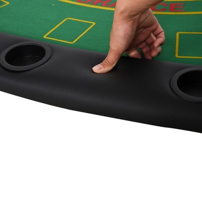 Soozier 72" Green Felt Foldable Blackjack Poker Table for 7 Players