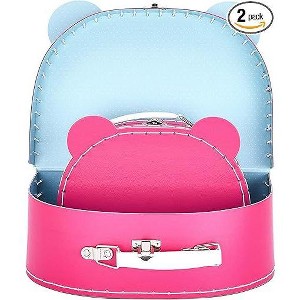 Jewelkeeper Decorative Suitcase Box-Set of 2,Pink - 1 of 4