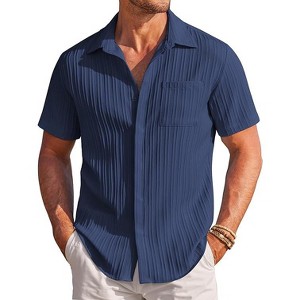 COOFANDY Mens Casual Shirts Short Sleeve Button Down Shirts Fashion Textured Summer Beach Shirt S-XXL - 1 of 4