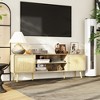 FUFU&GAGA Brown TV Cabinet with Rattan Decoration: Unique Design, Spacious Storage, Durable Build - 2 of 4