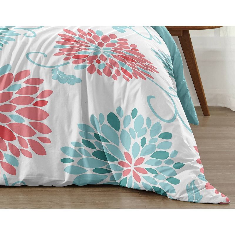 4pc Emma Twin Kids&#39; Comforter Bedding Set Coral and Turquoise - Sweet Jojo Designs, 5 of 7