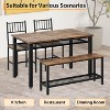 47" Modern Farmhouse Dining Table Set for 4, Includes Bench & Chairs, Metal Frame with Storage Shelf, Space-Saving Design for Kitchen, Dining Room - 3 of 4