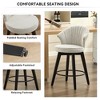 Set of 2 White Chenille Counter Height Swivel Bar Stools, Wide Backrest - 3 of 4