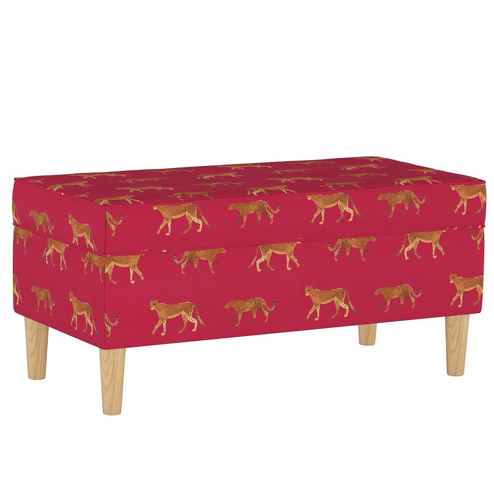 Photos - Chair Skyline Furniture Storage Bench Cheetah Walk Raspberry