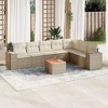 vidaXL Patio Sofa Set with Cushions Outdoor Furniture 8 Piece Poly Rattan - Beige and Cream - 2 of 4