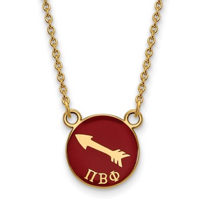 Black Bow Jewelry 14k Yellow Gold Plated Sterling Silver Pi Beta Phi Greek Life Necklace 18 Inch