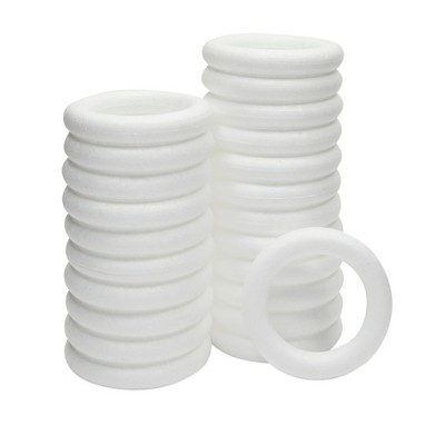 Bright Creations 24 Pack White Foam Ring Circles for Crafts, Wreath Forms, Craft Supplies (4.6 Inches)