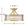 Possini Euro Design Randall 16" Modern Semi Flush-Mount Ceiling Light Fixture Kitchen Foyer Hallway Drum Round Brass Finish Glass Bedroom Bathroom - image 4 of 4