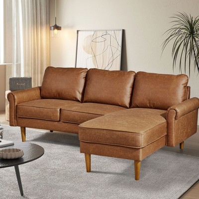 XIZZI 81" L Shaped Couch with Chaise, Minimalist Modern Sofa with Deep Seat, Upholstered 3-Seater Corner Couch for Living Room, Bedroom